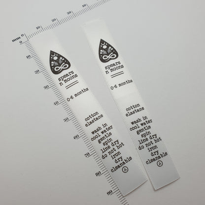#02WS - WHITE SATIN LABELS WITH LOGO &/OR INFO