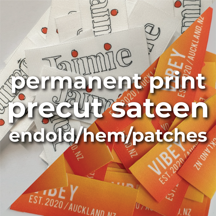 XW - Precut sateen endfold/patch/hem labels (permanent print) / Same as previously ordered / N/A